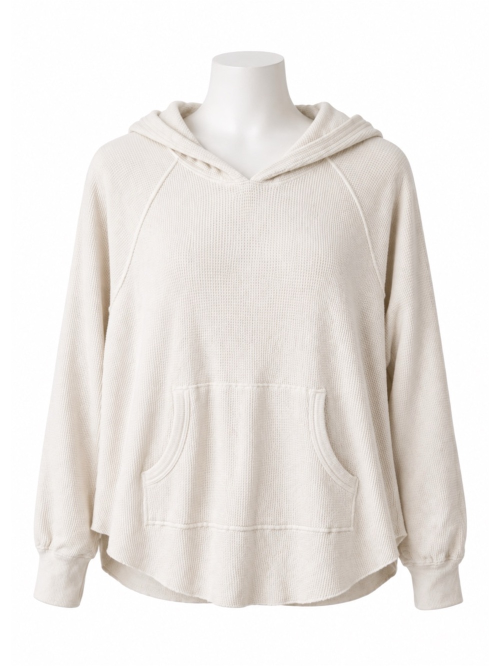 Size M Tna Aritzia Women’s Waffle Knit Hoodie Thermal Pullover Cream